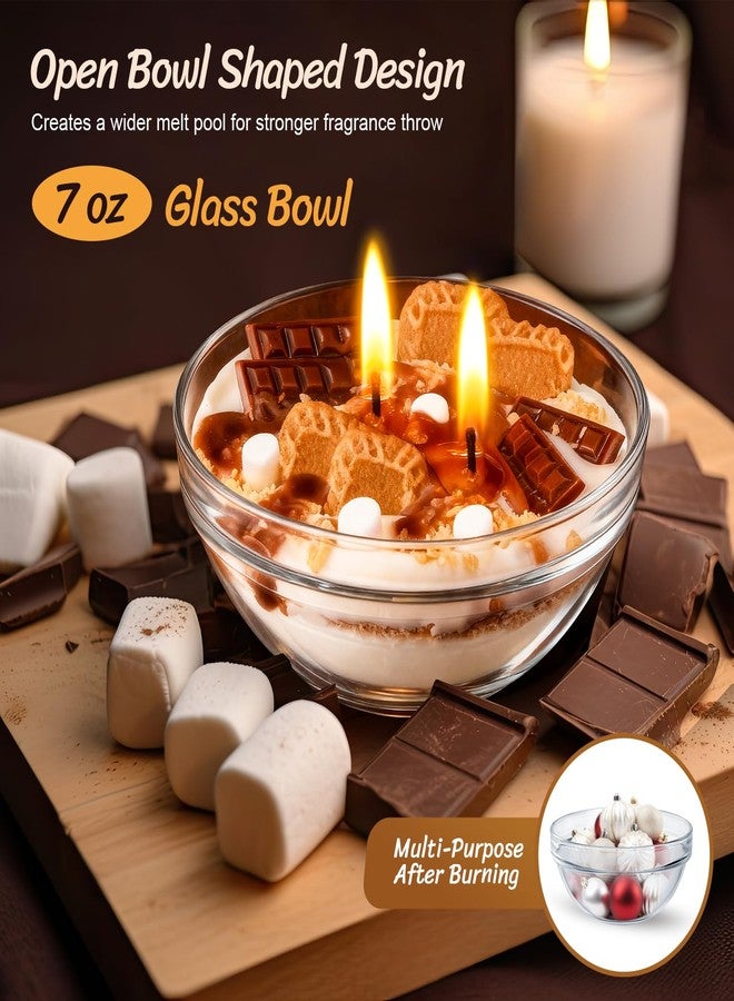 Ceoighe S'mores Candle Bowl, 2 Wicks Realistic Cereal Food Candles with Graham Crackers, Chocolate, and Marshmallows for Best Burn, Ideal for Christmas, Thanksgiving Day, Camping, Movie Night Supplies - Image 5